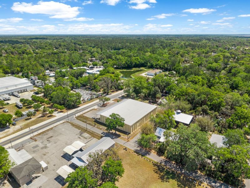 Wide aerial view of 1030 SE 4th Street and the surrounding southeast Gainesville industrial area