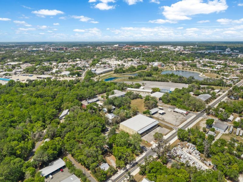 Aerial view from 1030 SE 4th Street looking toward the University of Florida campus and downtown Gainesville
